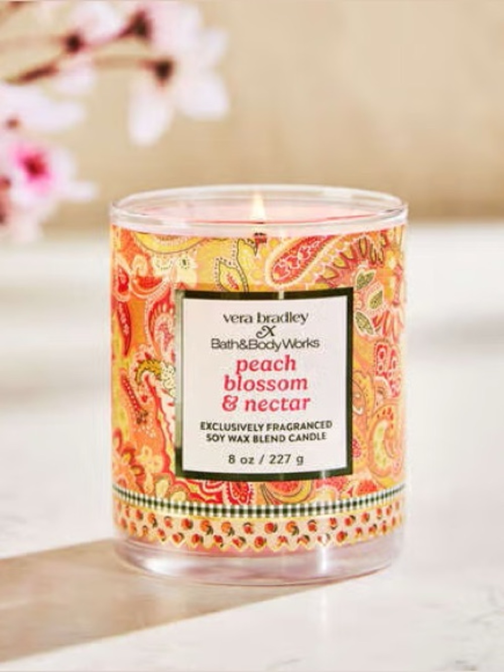 Bath and Body Works X Vera Bradley Peach Blossom and Nectar Single Wick Candle